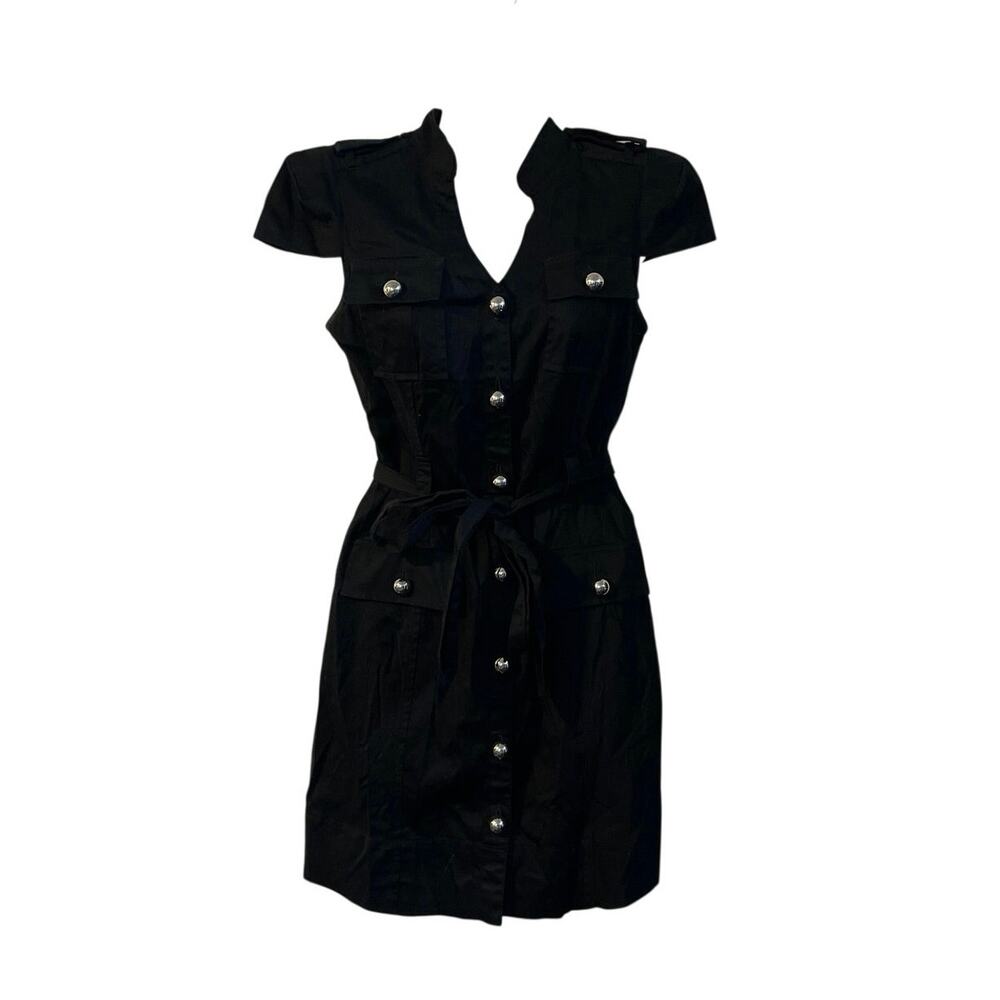 Express Cap Sleeve Button Down Utility Belted Dress SZ 0 Cargo Pockets Military
